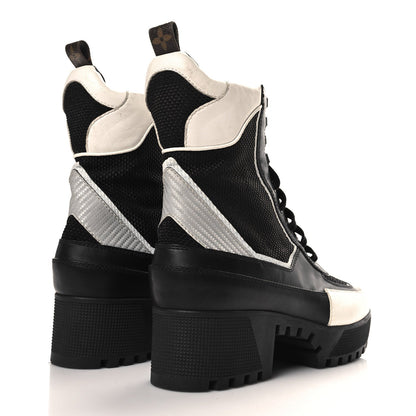 Louis Vuitton Calfskin Technical Nylon Laureate Platform Desert Boot 40 Black White 5 of 8