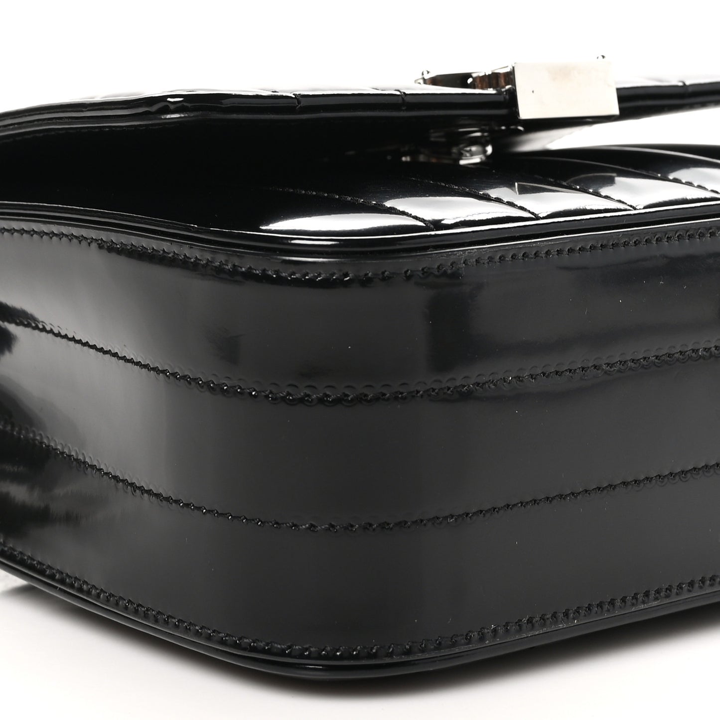 Patent Calfskin Matelasse Monogram Small Vicky Chain Bag Black