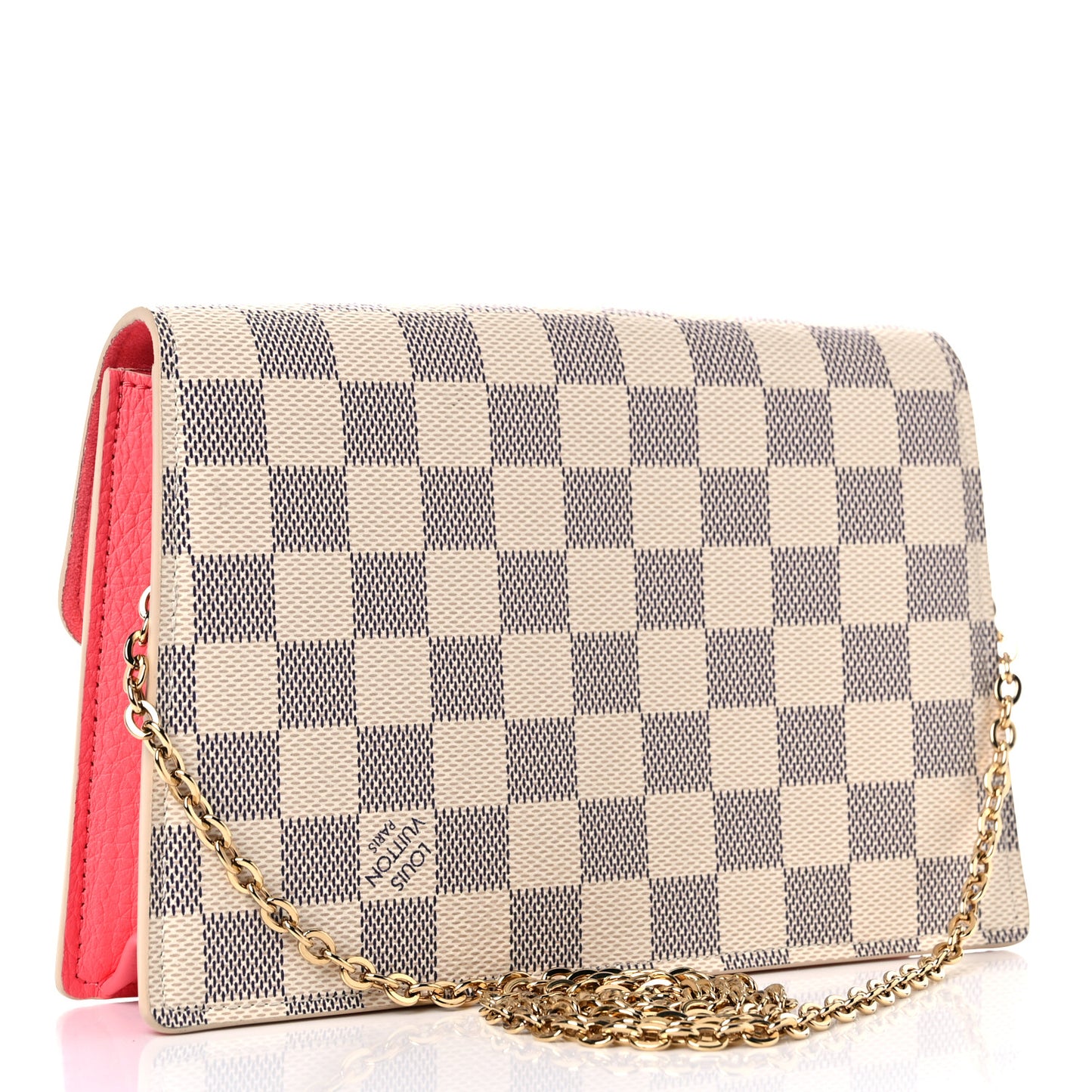Damier Azur Croisette Chain Wallet Rose Papaye