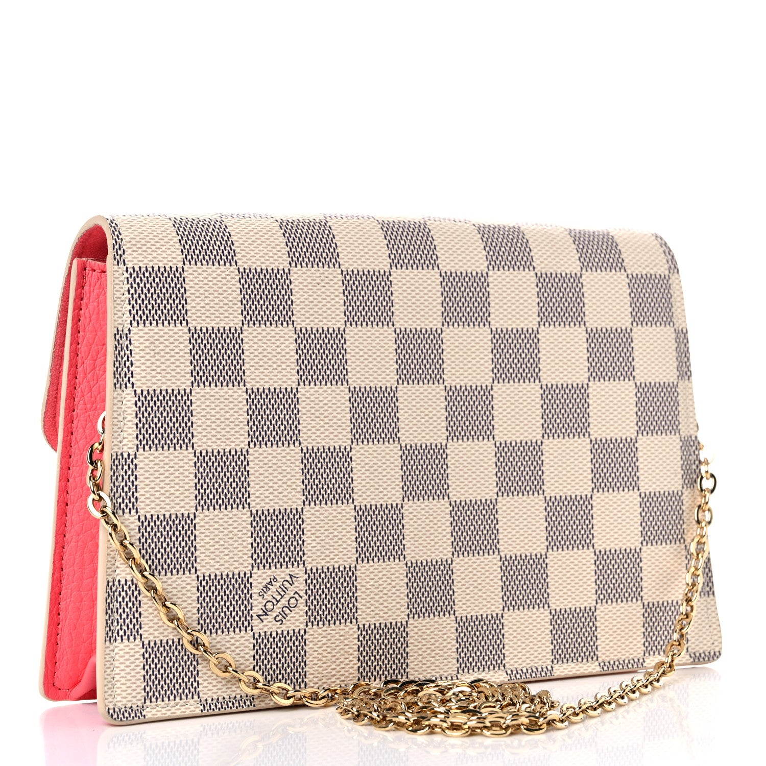 Louis Vuitton Damier Azur Croisette Chain Wallet Rose Papaye 3 of 8