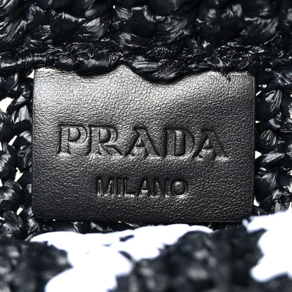 Prada Yarn Raffia Effect Crochet Small Logo Tote Black 6 of 9