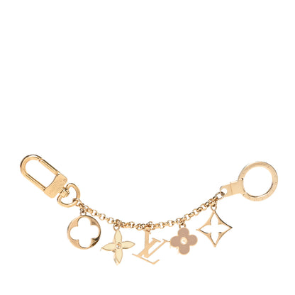 Louis Vuitton Brass Enamel Fleur De Monogram Bag Charm Chain Gold 1 of 5