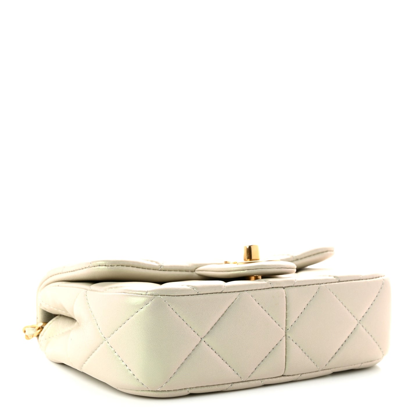 Pearly Lambskin Pearl Quilted Mini Flap Ivory