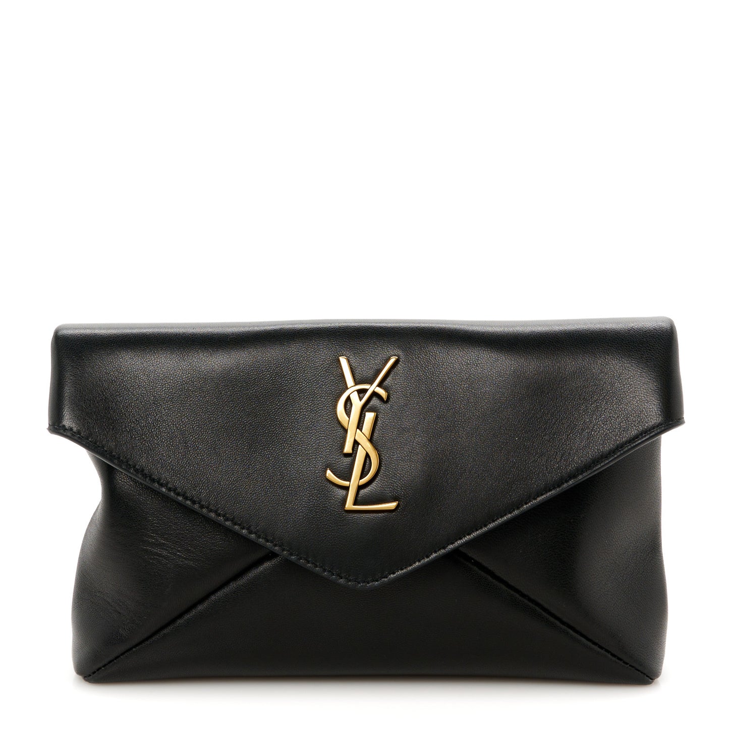 Lambskin Small Cassandre Envelope Pouch Black