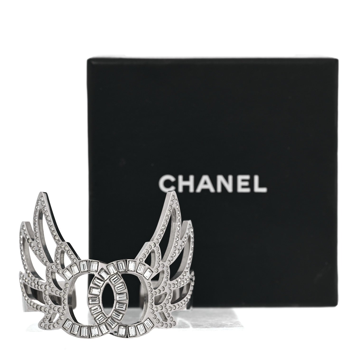 Chanel Metal Crystal CC Wings Cuff Silver 7 of 7