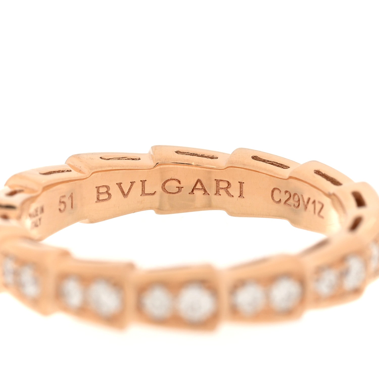 Bulgari 18K Rose Gold Diamond Serpenti Viper Band Ring  51 5.75 4 of 4