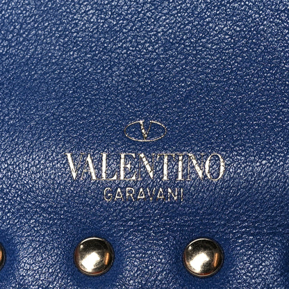 Valentino Garavani Calfskin Rockstud Coin Case Card Holder Baltique 6 of 7