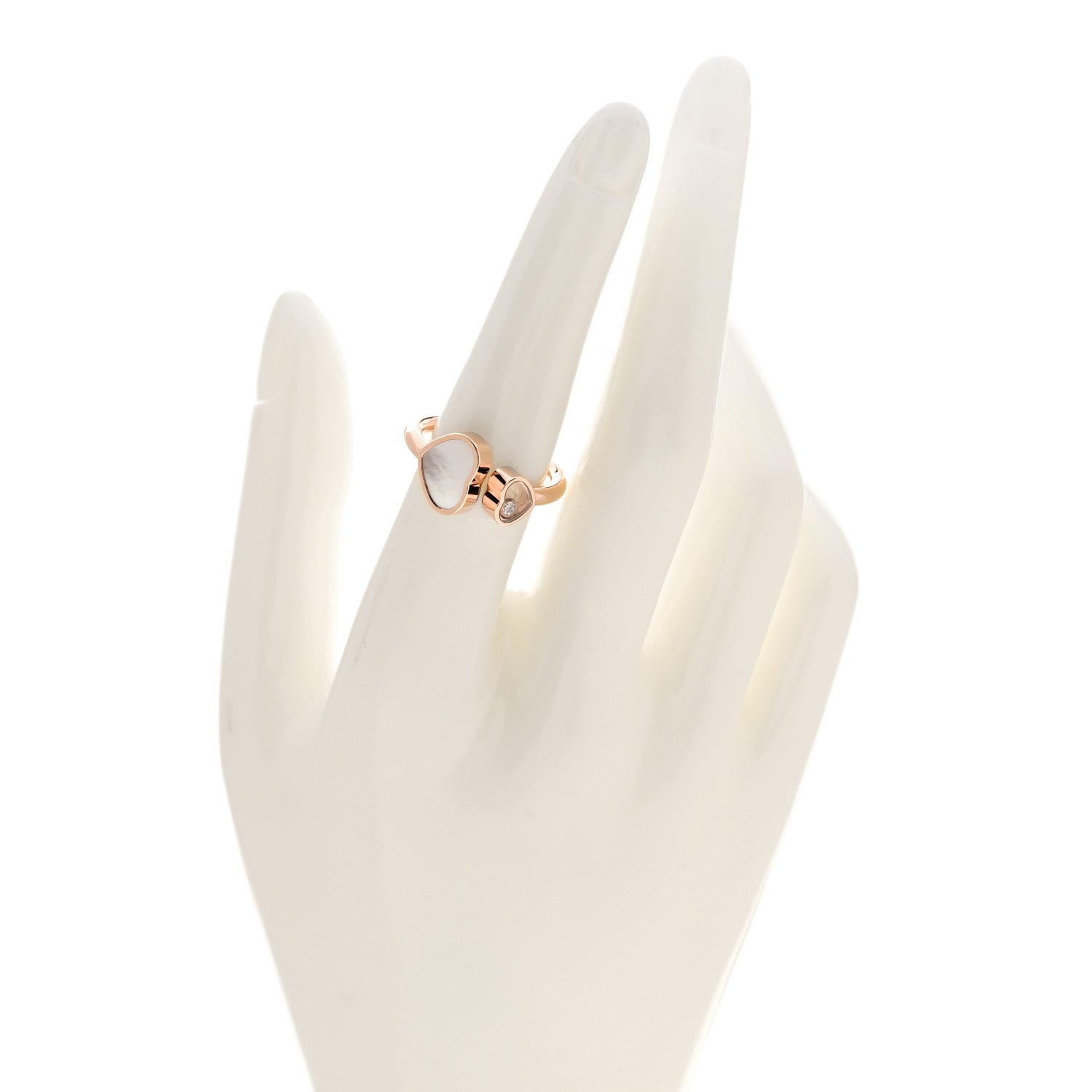Chopard 18K Rose Gold Diamond Mother of Pearl Happy Hearts Ring 52 6 2 of 10