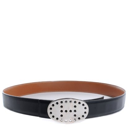 Hermes Box Togo Reversible Belt Mirage Silver Buckle 85 Black 1 of 6