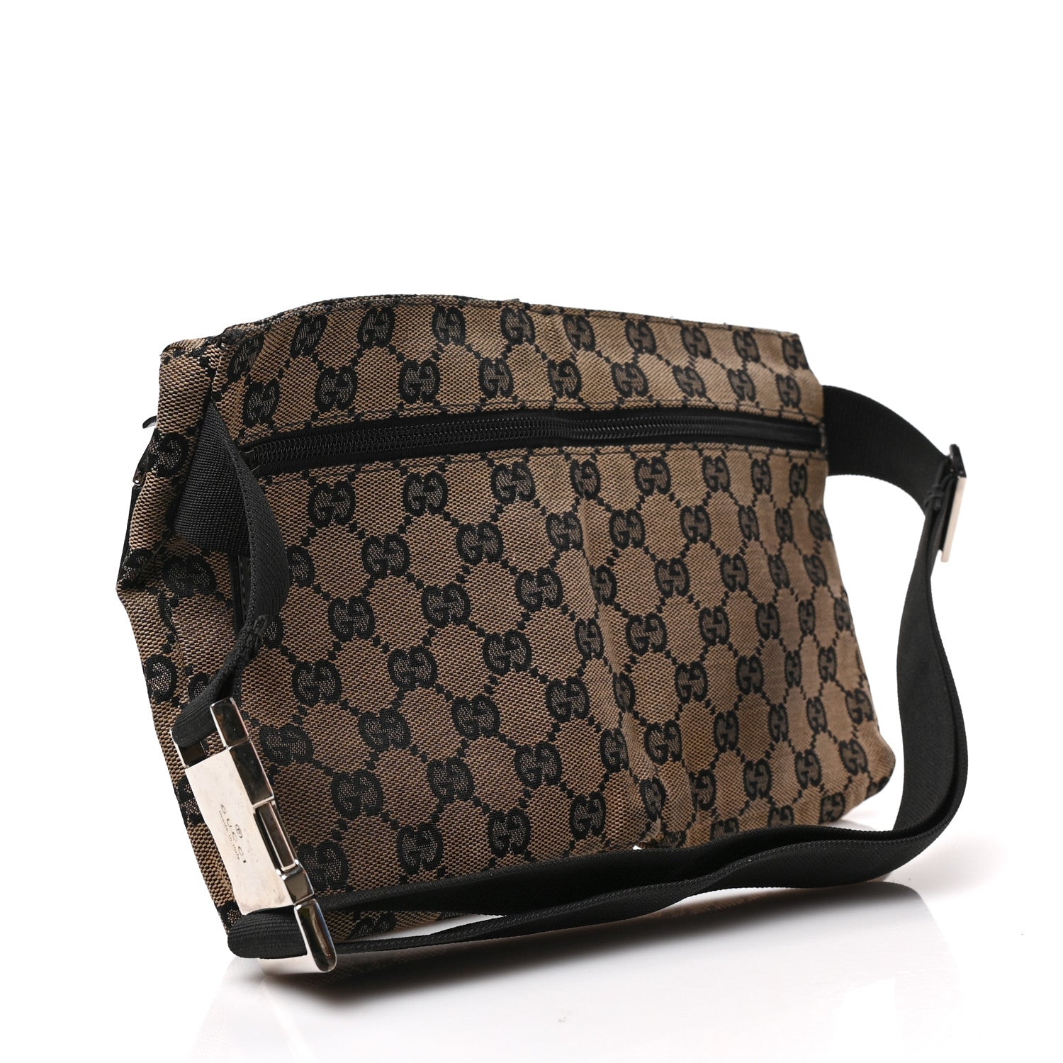 Gucci GG Monogram Double Pocket Belt Bag Black Beige 2 of 7