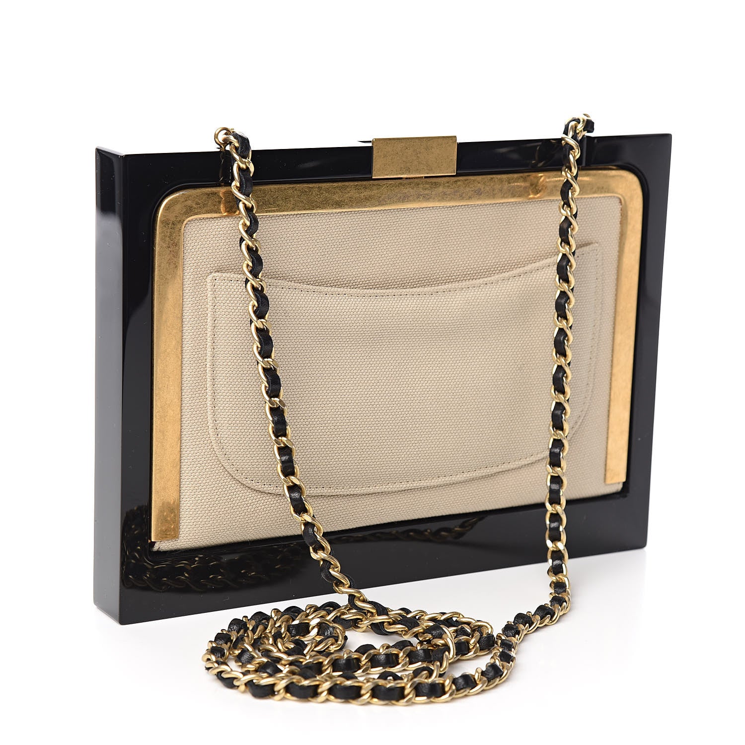 Chanel Plexiglass Lambskin Framed Flap Bag Clutch Black 3 of 11