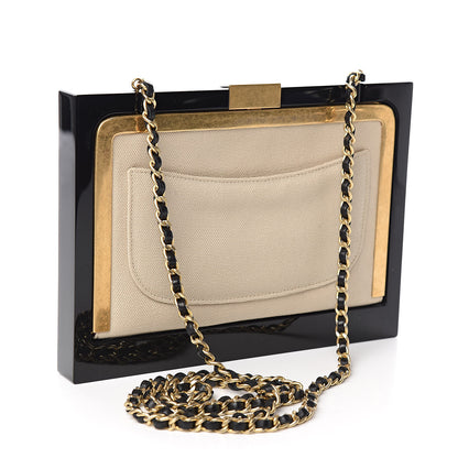 Chanel Plexiglass Lambskin Framed Flap Bag Clutch Black 3 of 11