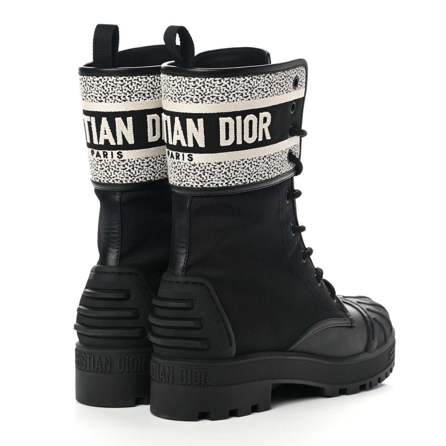 Calfskin Technical Fabric D-Major Ankle Boots 37 Black White