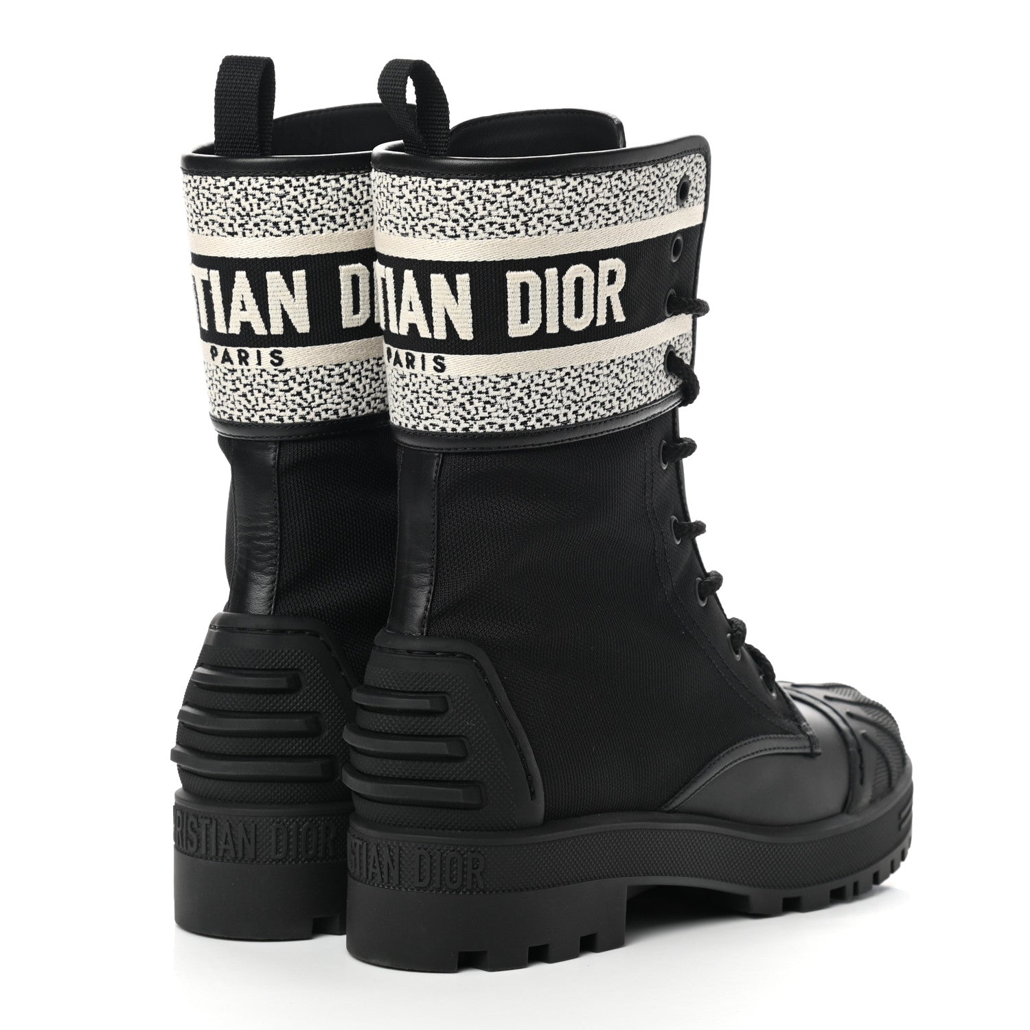 Christian Dior Calfskin Technical Fabric D-Major Ankle Boots 37 Black White 4 of 8