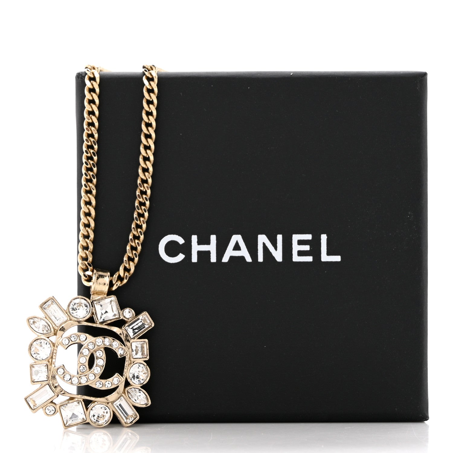 Chanel Crystal Baguette CC Necklace Gold 6 of 6