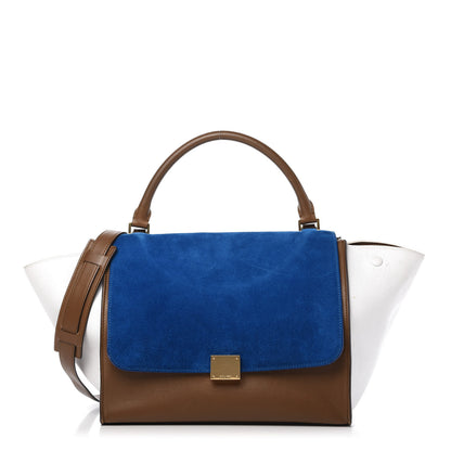 Celine Smooth Calfskin Suede Medium Tri-Color Trapeze Bright Blue 1 of 9