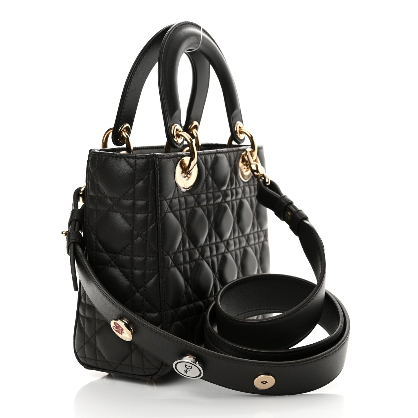 Lambskin Cannage Small Lucky Badges My Lady Dior Dark Grey