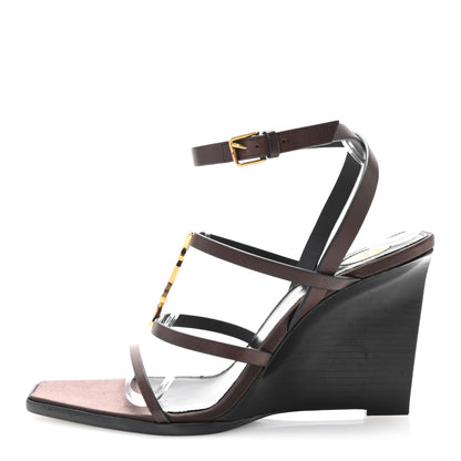 Saint Laurent Calfskin Cassandra 105 Wedges 39 Moro 1 of 9