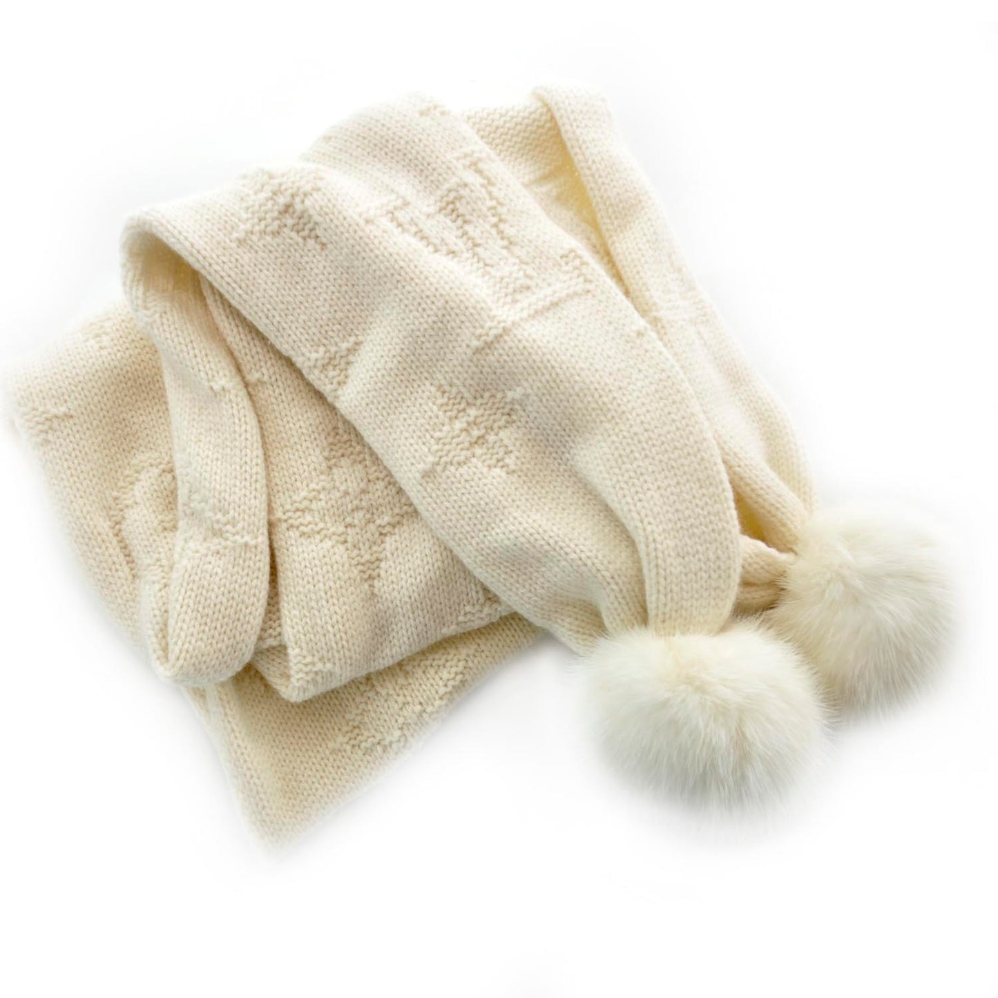 Monogram Cashmere Poliana Snow Scarf White