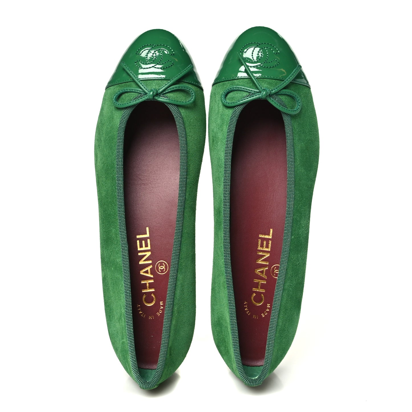 Suede Patent Cap Toe CC Ballerina Flats 37.5 Green
