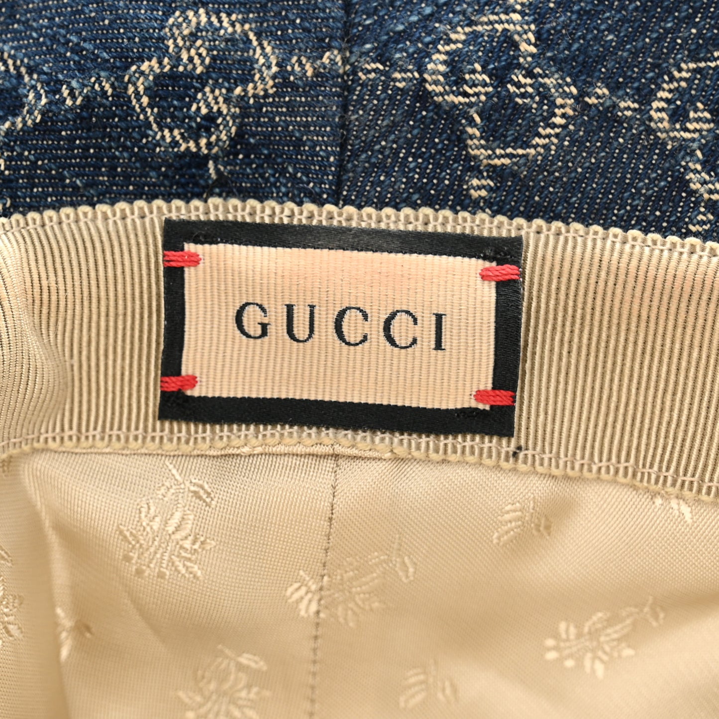 Washed Jacquard Denim Nappa GG Monogram Oscar Bucket Hat M Denim Cuir
