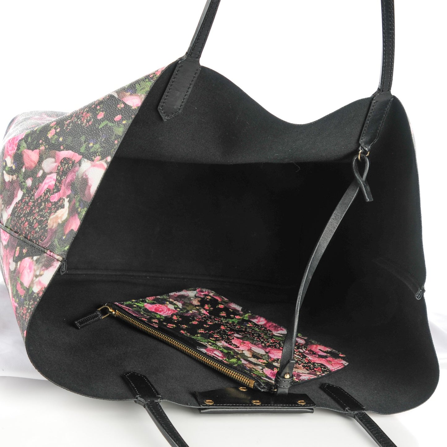 Coated Canvas Roses Camouflage Print Large Antigona Tote Black