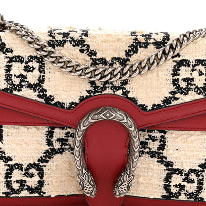 Gucci Tweed GG Monogram Small Dionysus Shoulder Bag White Black Romantic Cherry 8 of 12