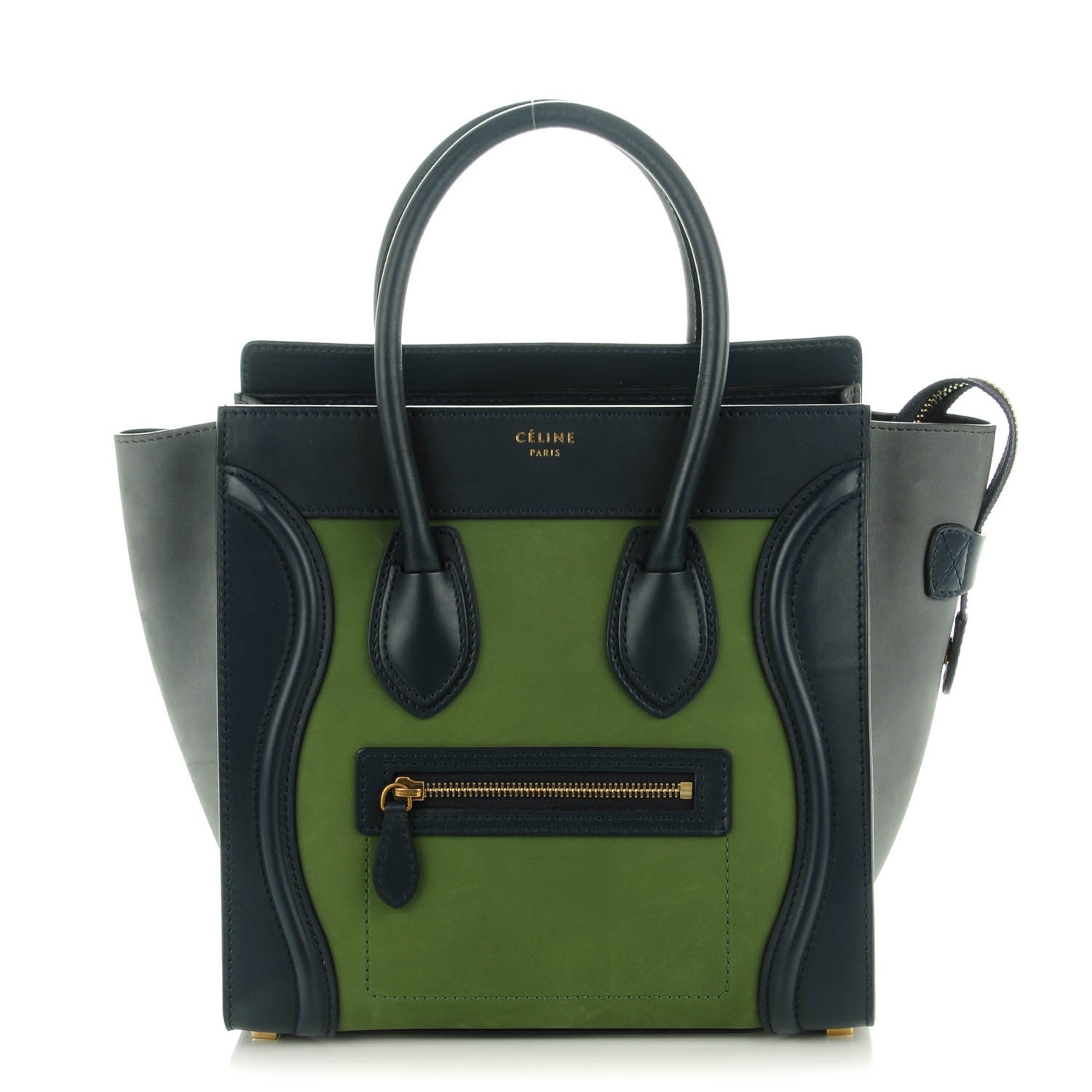 Celine Nubuck Smooth Calfskin Micro Tri-Color Luggage Green 1 of 8