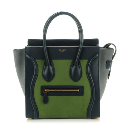 Celine Nubuck Smooth Calfskin Micro Tri-Color Luggage Green 1 of 8
