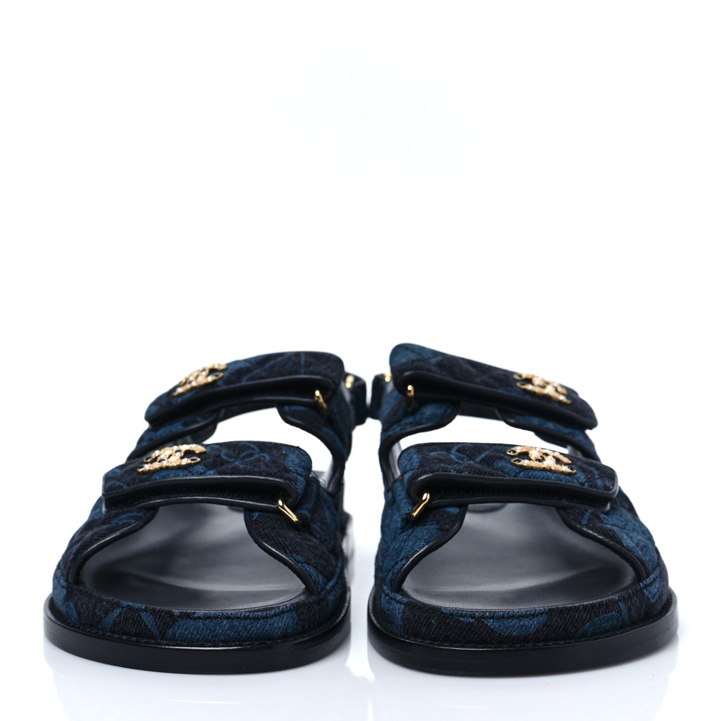 Denim Velcro Dad Sandals 39 Dark Grey Blue Black