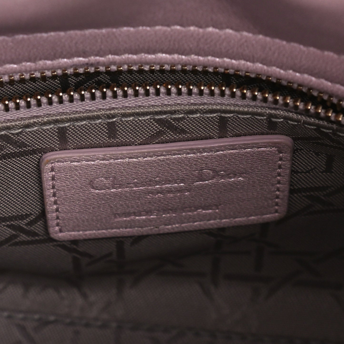 Metallic Lambskin Cannage Mini Lady Dior Lotus