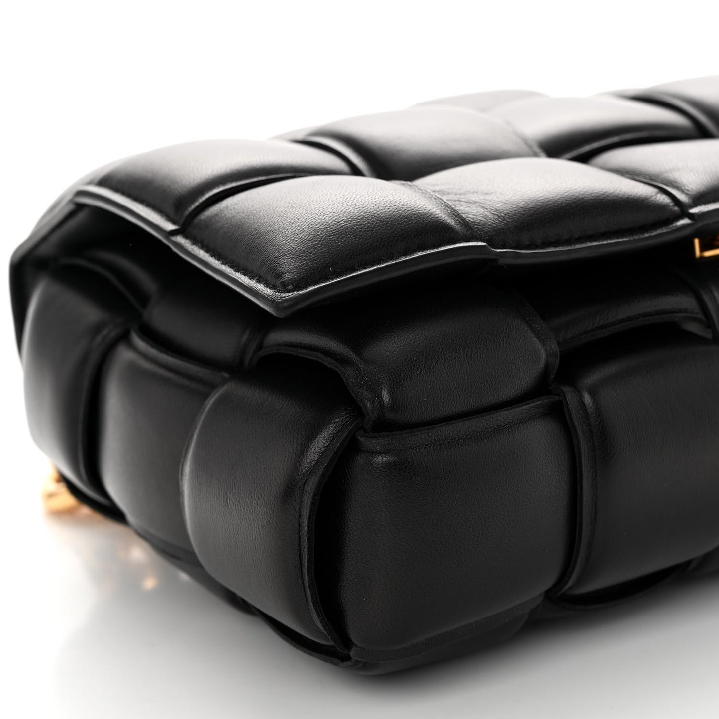Lambskin Maxi Intreccio Padded Chain Cassette Crossbody Bag Black
