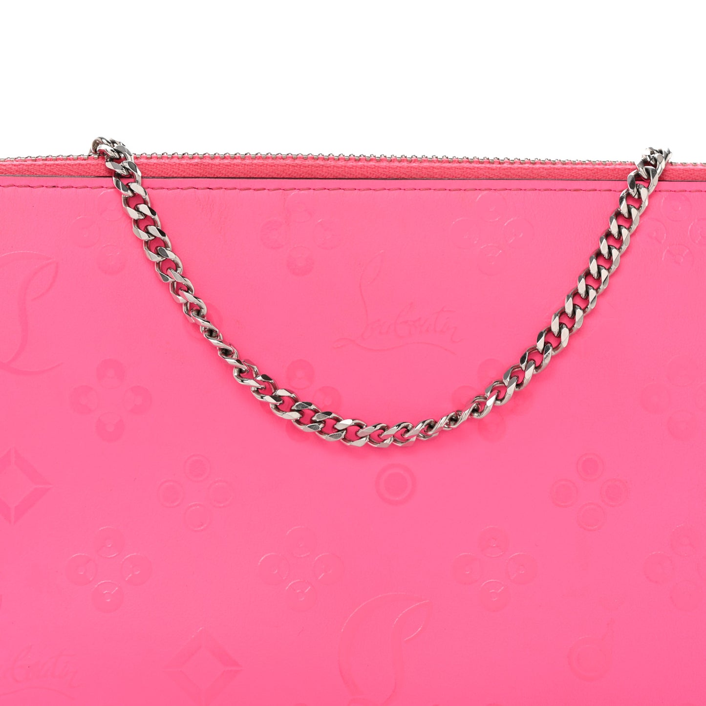 Calfskin Loubila Loubinthesky Chain Clutch Fluo Pink