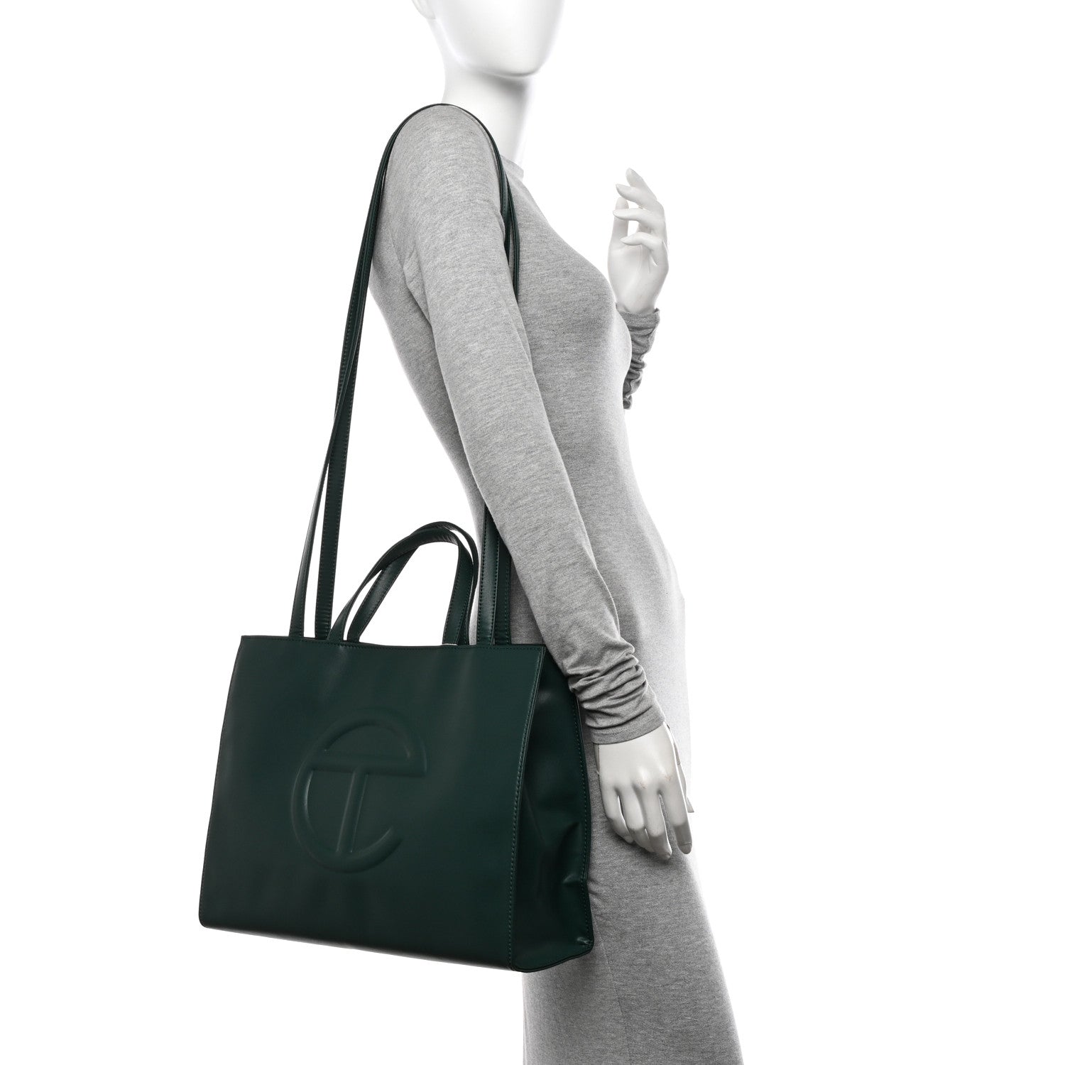 Telfar Vegan Leather Medium Shopping Bag Dark Olive 2 of 10