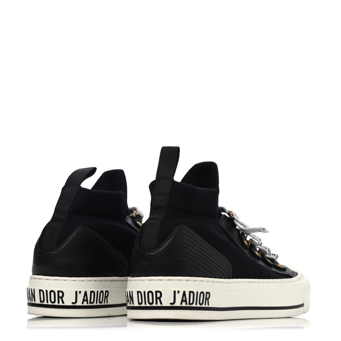 Technical Knit Calfskin Womens Walk'N'Dior High Top Sneakers 38.5 Black