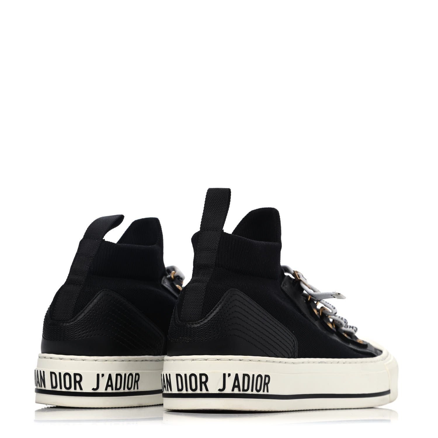Christian Dior Technical Knit Calfskin Womens Walk'N'Dior High Top Sneakers 38.5 Black 3 of 4