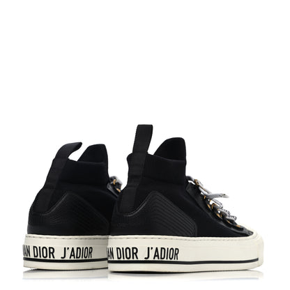 Christian Dior Technical Knit Calfskin Womens Walk'N'Dior High Top Sneakers 38.5 Black 3 of 4