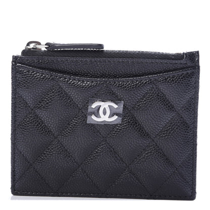 Chanel Caviar Quilted CC Zip Card Holder Black 1 of 8