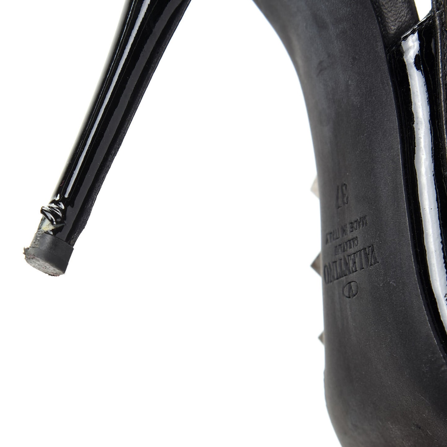Patent Rockstud Ankle Strap Pumps 37 Black