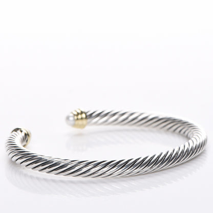 David Yurman Sterling Silver 14K Yellow Gold Pearl 5mm Cable Classics Petite Color Bracelet 4 of 6