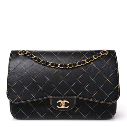 Chanel Calfskin Stitched Jumbo Double Flap Black 1 of 11