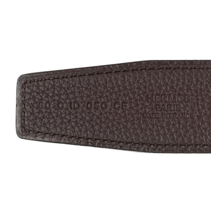 Hermes Box Togo 32mm H Belt 80 32 Black Chocolate 5 of 7