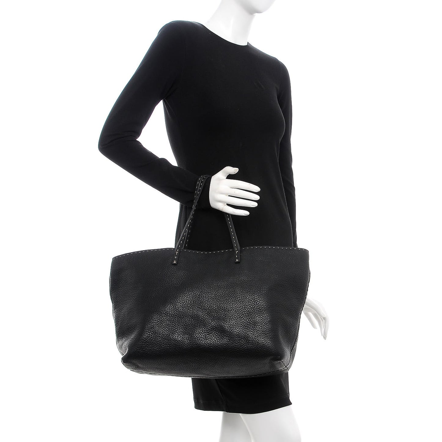 Calfskin Romano Selleria Roll Tote Black