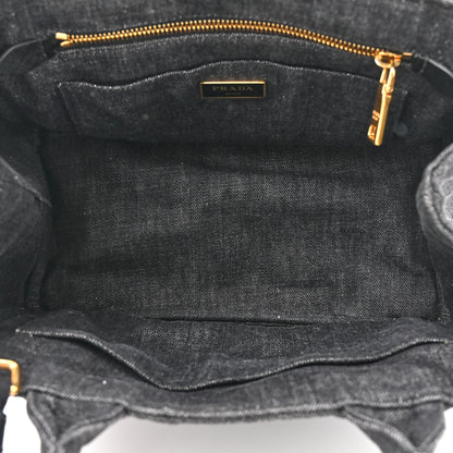 Prada Denim Small Logo Tote Black 5 of 10