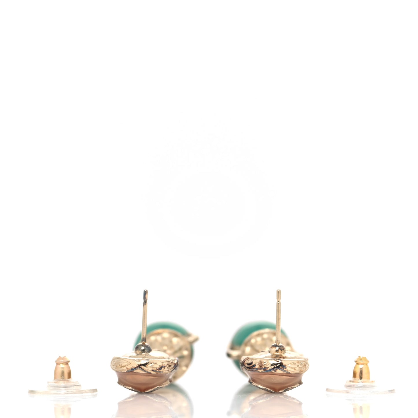Metal Resin Ancient Greek Urn Drop Earrings Light Gold Turquoise