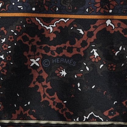 Hermes Silk Twill Tapis Persans Scarf 140 Bronze Black Kaki 3 of 6