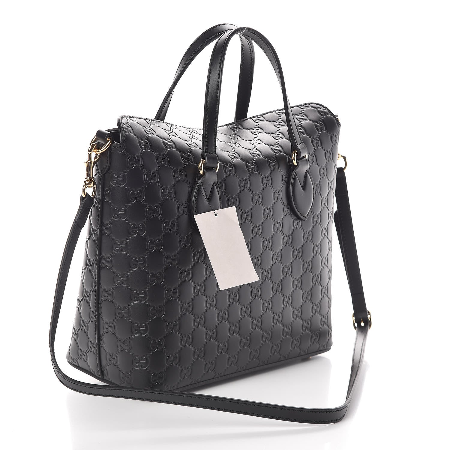 Gucci Guccissima Linea A Foldover Tote Black 3 of 10