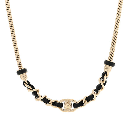 Chanel Metal Lambskin CC Turnlock Choker Necklace Black Gold 1 of 4
