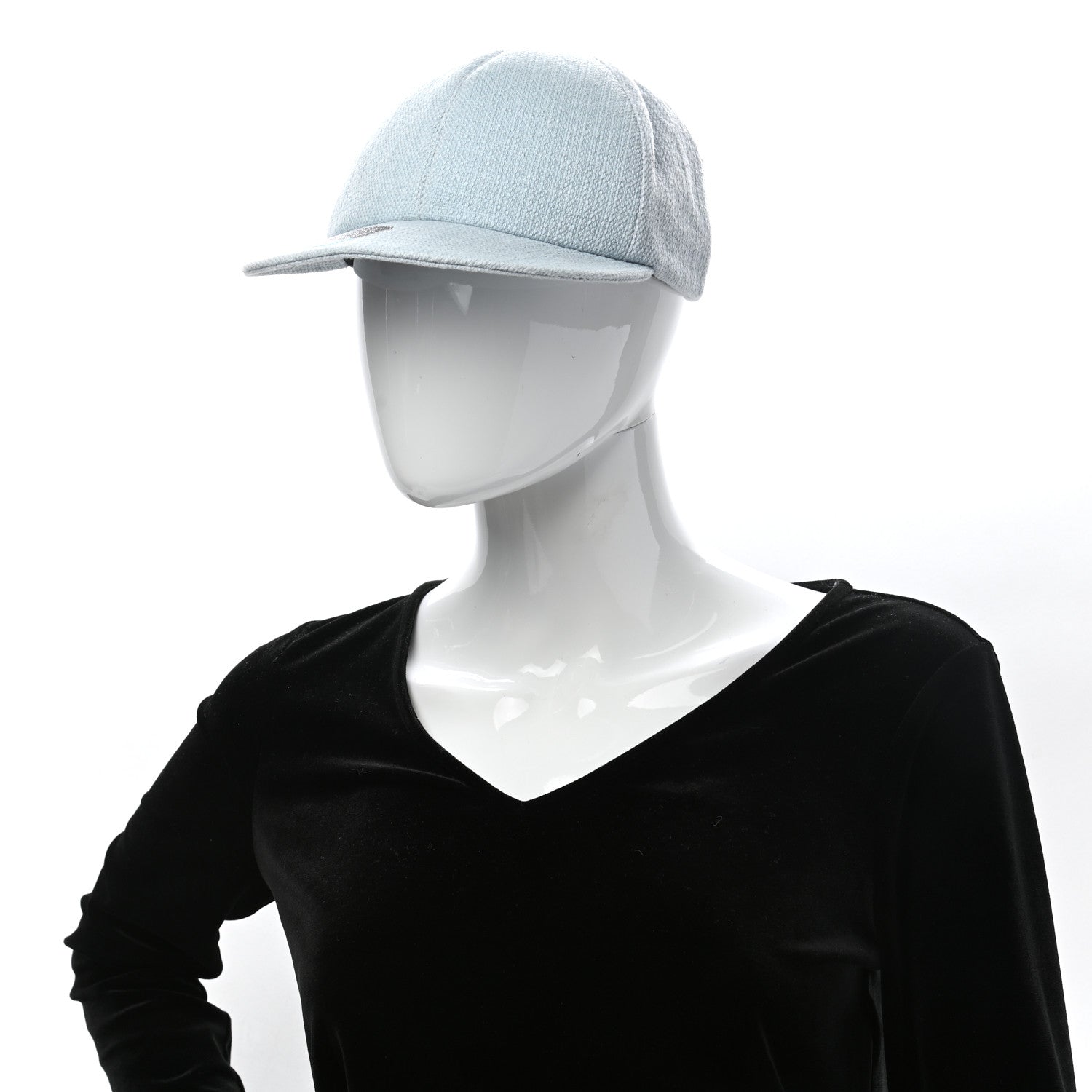 Chanel Tweed Sequin Airline CC Cap Hat Light Blue 2 of 8