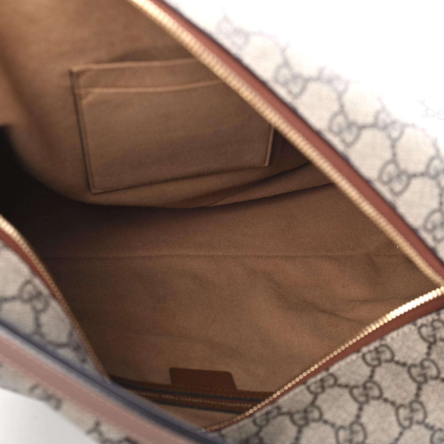 GG Supreme Monogram Large Linea A Hobo Light Brown